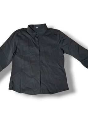 Women's Black Long Sleeve Button Up Blouse Bundle Size M Lot of 2 Office Career